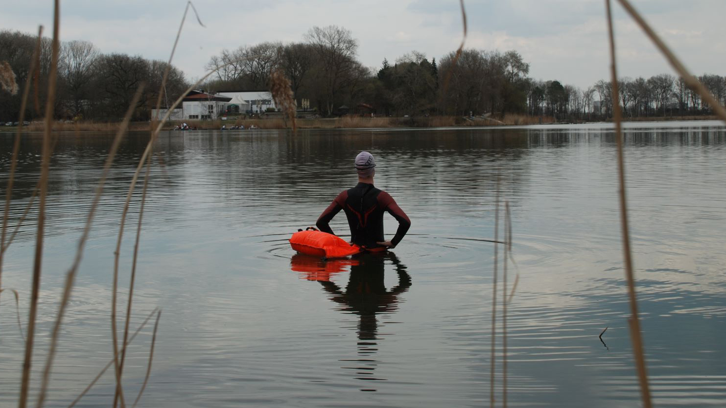 Image showing me standing ready to swim inside a lake